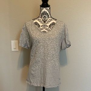 Style&Co women’s 1X Tee gray w/ silver&white dots.